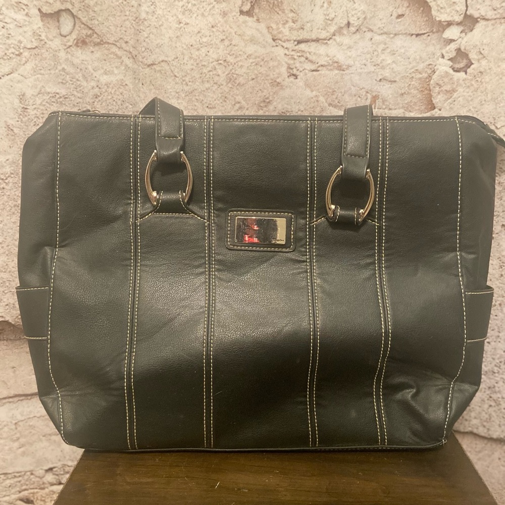 Buxton Black Leather Large Work Tote